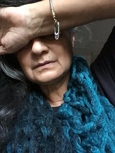 Load image into Gallery viewer, Two tone Teal Blue Infinity Scarf.
