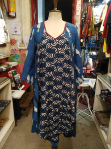 Printed Flare Dress Indigo